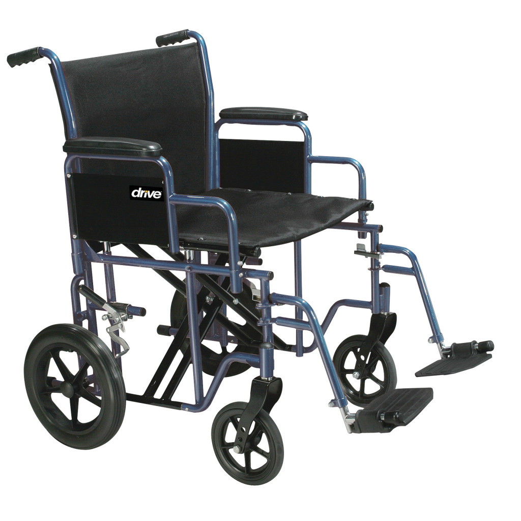 20 inch Bariatric transport chair in blue